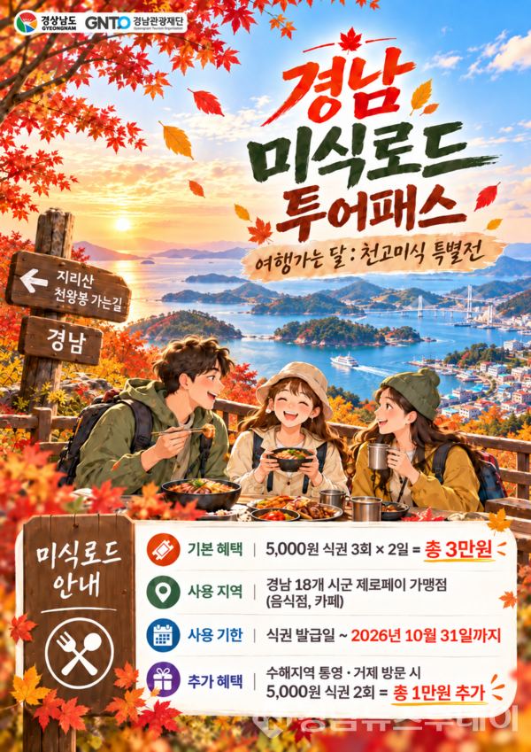 경남 미식로드 투어패스 3차, 식권 최대 4만원 지급(통영·거제 추가) 포스터