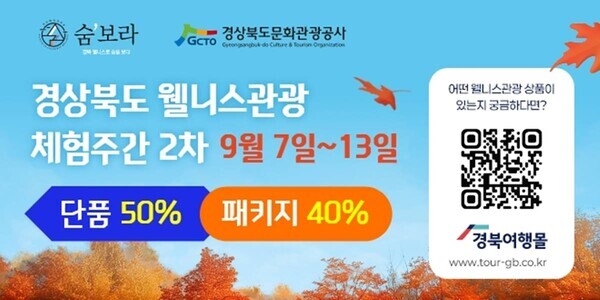 경북 웰니스관광 체험주간 2차, 24종 체험상품 최대 50% 할인 포스터